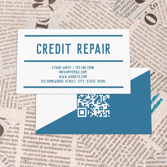 Cartão De Visita Reparo de Crédito QR Personalizado (Custom QR Credit Repair Business Cards)