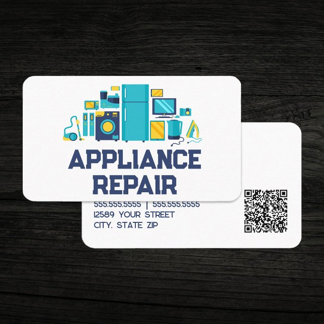 Cartão De Visita Reparo de Eletrônicos do aparelho QR (Appliance Electronics Repair QR Business Cards)
