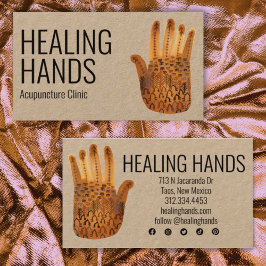 Cartão De Visita Reparo Mãos Aquarela Ícones de Mídia Social Boho