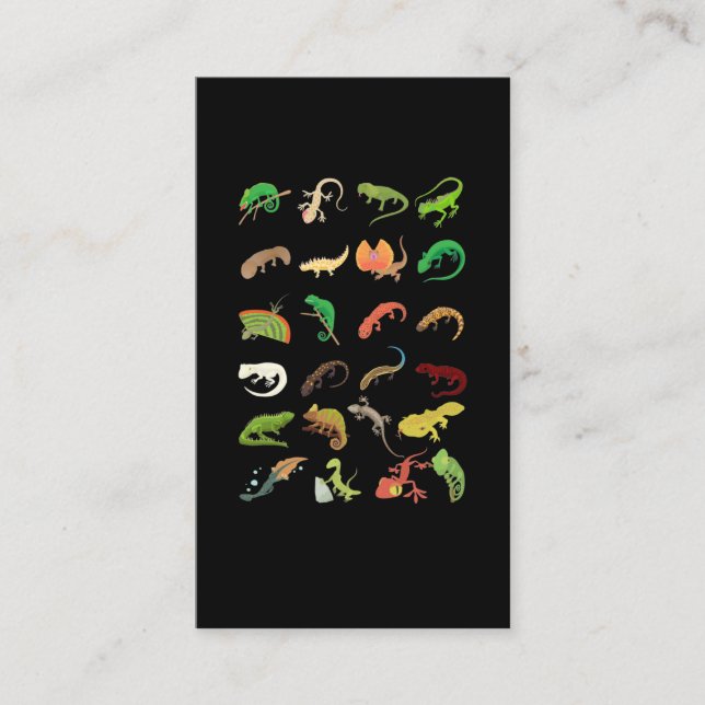 Cartão De Visita Répteis Tipos Cute Gecko Lizard (Frente)