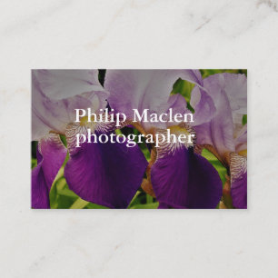 Cartão De Visita Resíduo metálico padrão da foto roxa da flor da
