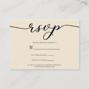 Cartão De Visita Resposta de Casamento R.S.V.P. Enclosure Creme e P