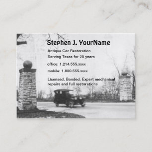 Cartão De Visita Restauração e reparo do mecânico de carro antig