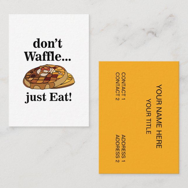 Cartão De Visita Restaurante de Comida de Waffle Engraçado (Frente/Verso)