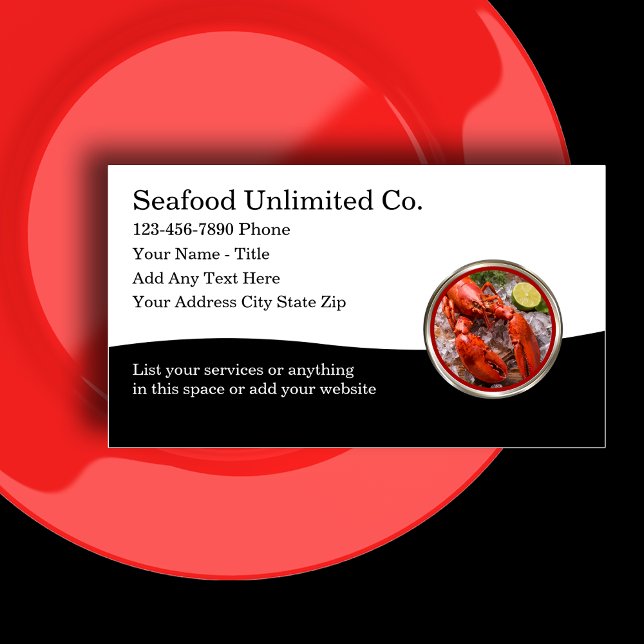 Cartão De Visita Restaurante E Distribuidor De Frutos Do Mar Clássi (Seafood business cards by Custom Business Templates)