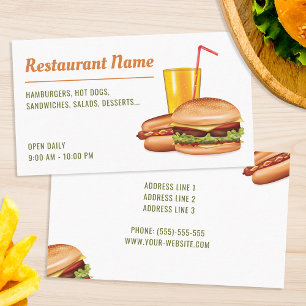 Cartão De Visita Restaurante Fast Food Moderno Hambúrguer Lanchonet