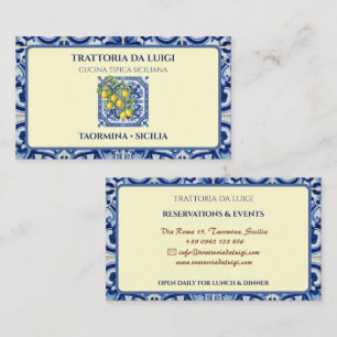 Cartão De Visita Restaurante Italiano Trattoria de Azulejos Sicilia