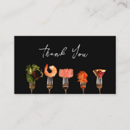 Cartão De Visita Restaurante Moderno Obrigado / Garfos de Comida Pr