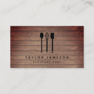 Cartão De Visita Restaurante Preto Utensílios Chef Caterer