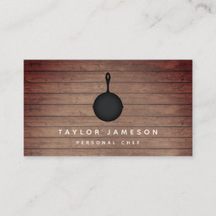 Cartão De Visita Restaurante Rustic Skillet Chef Caterer