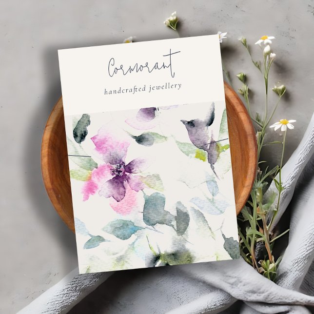 Cartão De Visita Retentor de Banda de Colar de Escoamento Floral Pú (Criador carregado)