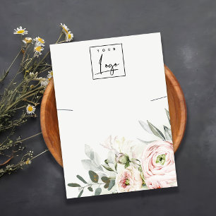 Cartão De Visita Retentor de Colar de Logotipo Floral de Peony Verd