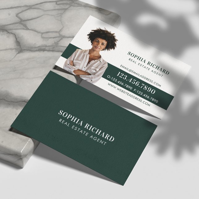 Cartão De Visita Retrato de Foto Comercial Mínimo e Profissional (Criador carregado)