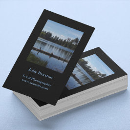 Cartão De Visita Retrato de fotografia preto vertical