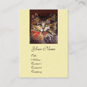 CARTÃO DE VISITA RETRATO DE GATO BRANCO BRANCO COM BORRACHA VERMELH