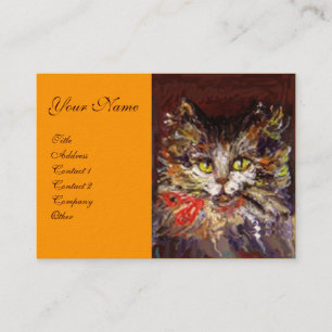 CARTÃO DE VISITA RETRATO DE GATO BRANCO BRANCO COM BORRACHA VERMELH