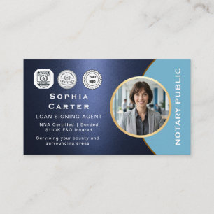 Cartão De Visita Retrato de Notário em Moldura Dourada Navy Elegant
