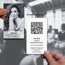 Cartão De Visita Retrato preto e branco elegante