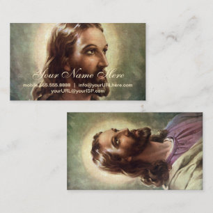 Cartão De Visita Retrato Religioso Vintage, Jesus Cristo com Auréol
