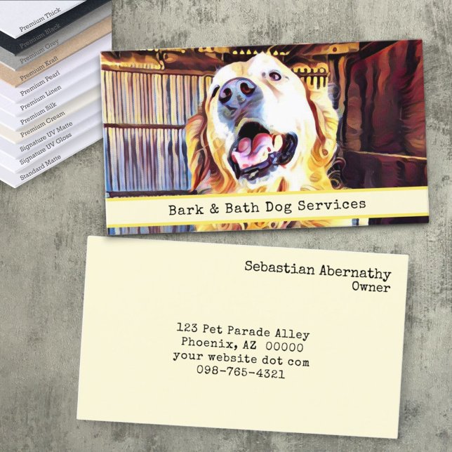 Cartão De Visita Retriever de Ouro de Fotografia Personalizada do A (business card front and back with template text)