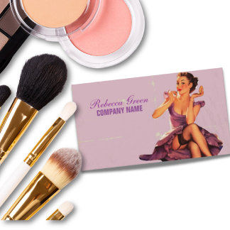 Cartão De Visita retro afixar Cabelo Menina Composta Artista Cosmet