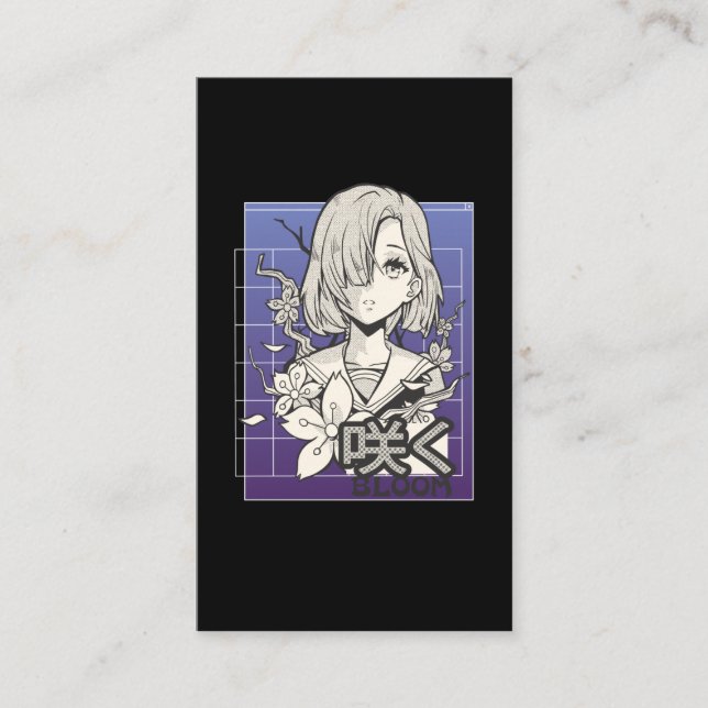 Cartão De Visita Retro Anime Girl Otaku Manga Comic Teen Japonês (Frente)