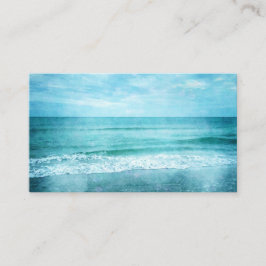 Cartão De Visita Retro Beach - Coaster Ocean Teal Blue Watercolor