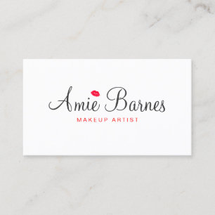 Cartão De Visita Retro Beijando Lábios Maquiagem Artista Bela Branc