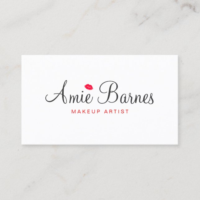 Cartão De Visita Retro Beijando Lábios Maquiagem Artista Bela Branc (Frente)