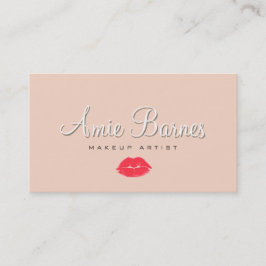 Cartão De Visita Retro Beijo Lábios Maquietação Artista Peach Cosme