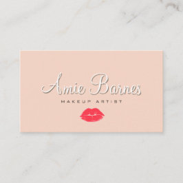 Cartão De Visita Retro Beijo Lábios Maquietação Artista Peach Cosme