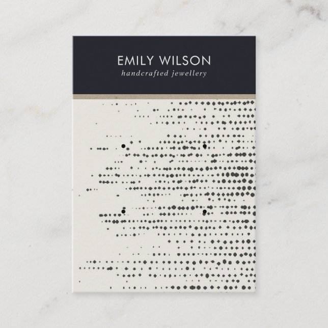 CARTÃO DE VISITA RETRO BLACK WHITE DOTS 2 STUD EARRING PLACA DE EXI (Frente)