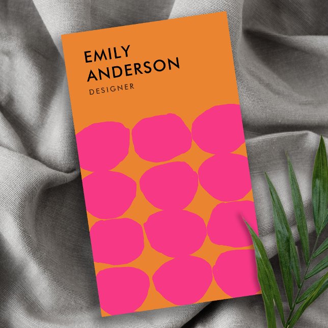 CARTÃO DE VISITA RETRO BRILHANTE GRANDES BOLINHAS DE PINK RUST DE T (Criador carregado)