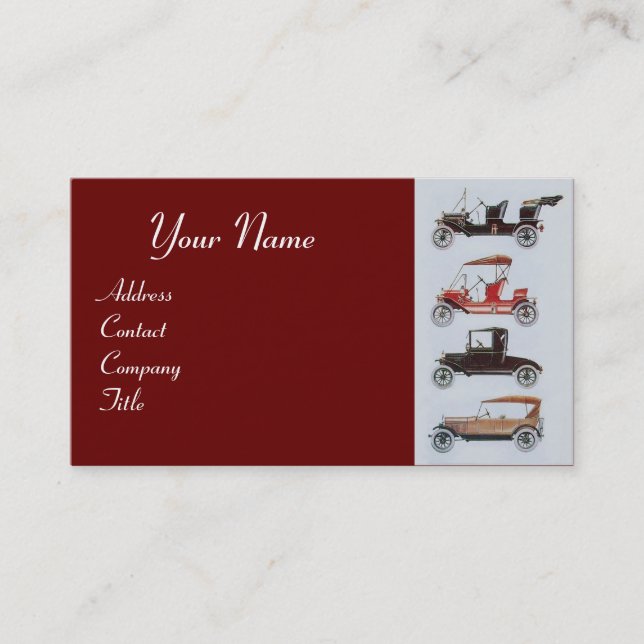 Cartão De Visita RETRO CARROS 2 - Reparações automáticas, automóvei (Frente)