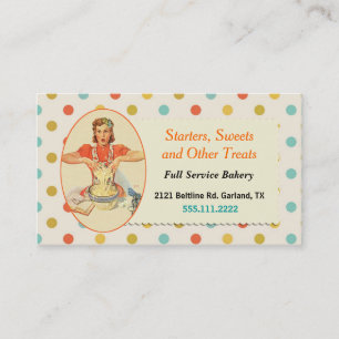 Cartão de visita retro colorido da padaria das