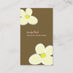 CARTÃO DE VISITA RETRO CREAM PLUMERIAS/COR DE FUNDO DIY
