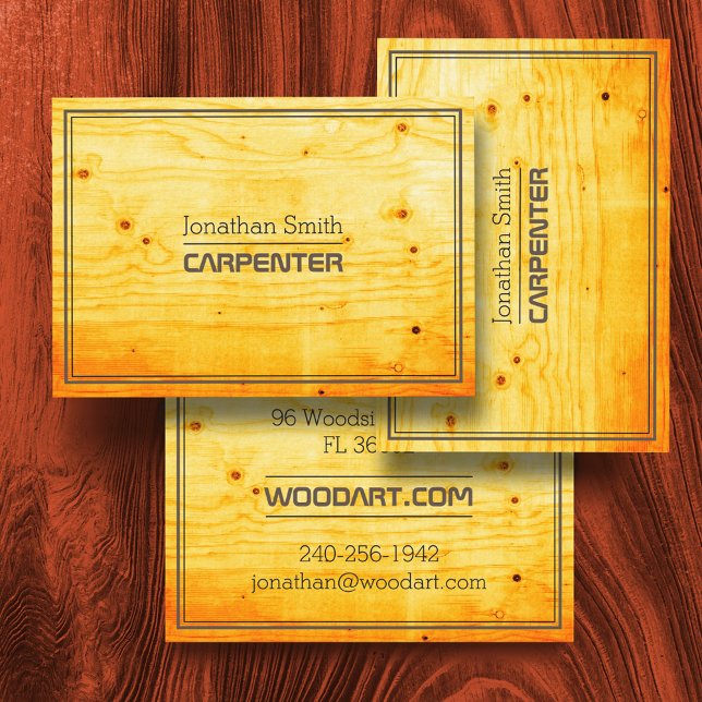 Cartão De Visita Retro de safra e trabalhador lenhoso ou carpinteir (Criador carregado)