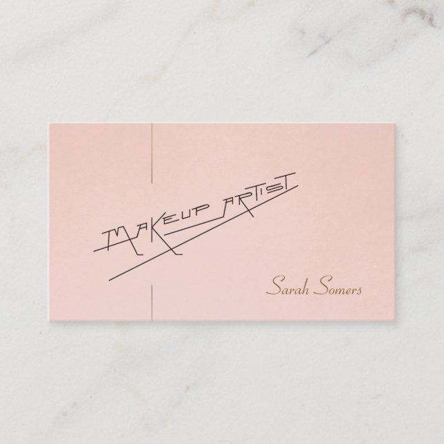 Cartão De Visita Retro Makeup Artist Beauty Salon Rosa claro (Frente)