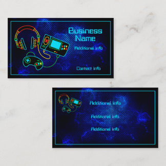Cartão De Visita Retro Neon Blue para jogadores