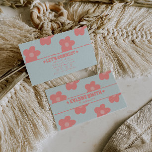 Cartão De Visita Retro Pastel Rosa Floral Boho Feminino Único