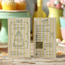 Cartão De Visita Retro Quirky Citrus Green Cake Decorator Qr code