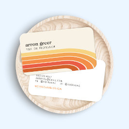 Cartão De Visita Retro Stripes 80 s Laranja Amarelo Laranja