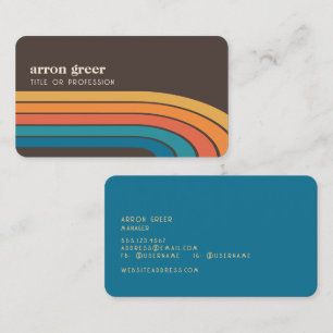 Cartão De Visita Retro Stripes Laranja Castanho Laranja dos anos 80