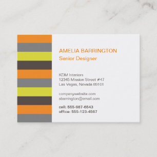 Cartão De Visita Retro strips laranja criativo grande