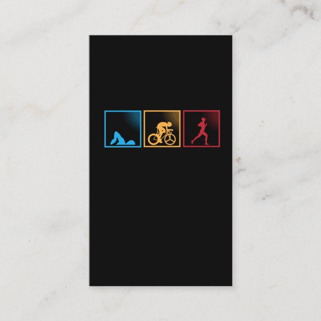 Cartão De Visita Retro Triatlo Nadando Atleta Corrente (Frente)