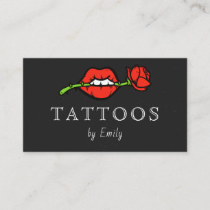 Cartão De Visita Retro Vintage Lábios Rosa Tatto Artista Compro