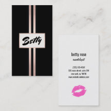 Retro Vintage Pink Beija Lábios Dourados Stripe Be