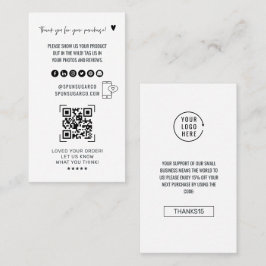 Cartão De Visita Revisão da Leitura do Código QR | Agradecimento do