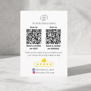 Cartão De Visita Revisão de código QR para pequenas empresas GOOGLE