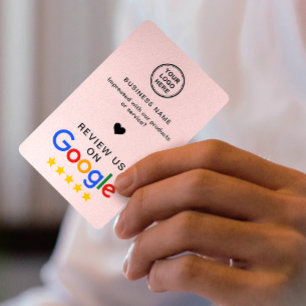 Cartão De Visita Revisão do Google com código QR rosa suave
